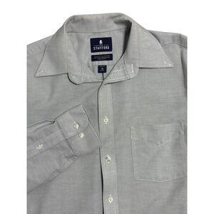 Stafford Shirt Mens 15 32/33 Gray Wrinkle Free Oxford Stretch Dress Long Sleeve